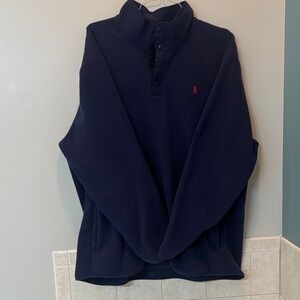 Men Polo by Ralph Lauren Navy Performance Fleece Pullover w/ Red Accents sz XXL